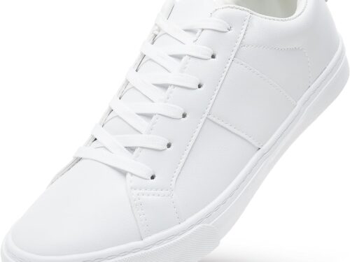 Men's Synthetic Leather White Sneakers